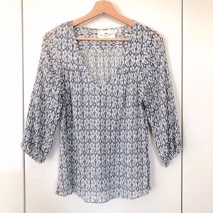 H&M Ikat V-Neck Lightweight 100% Cotton Blue Sz 6